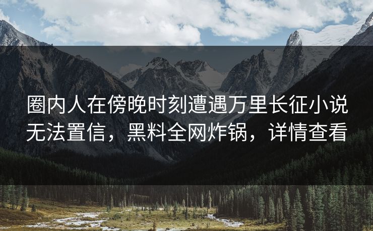 圈内人在傍晚时刻遭遇万里长征小说无法置信，黑料全网炸锅，详情查看