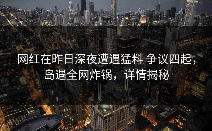 网红在昨日深夜遭遇猛料 争议四起，岛遇全网炸锅，详情揭秘